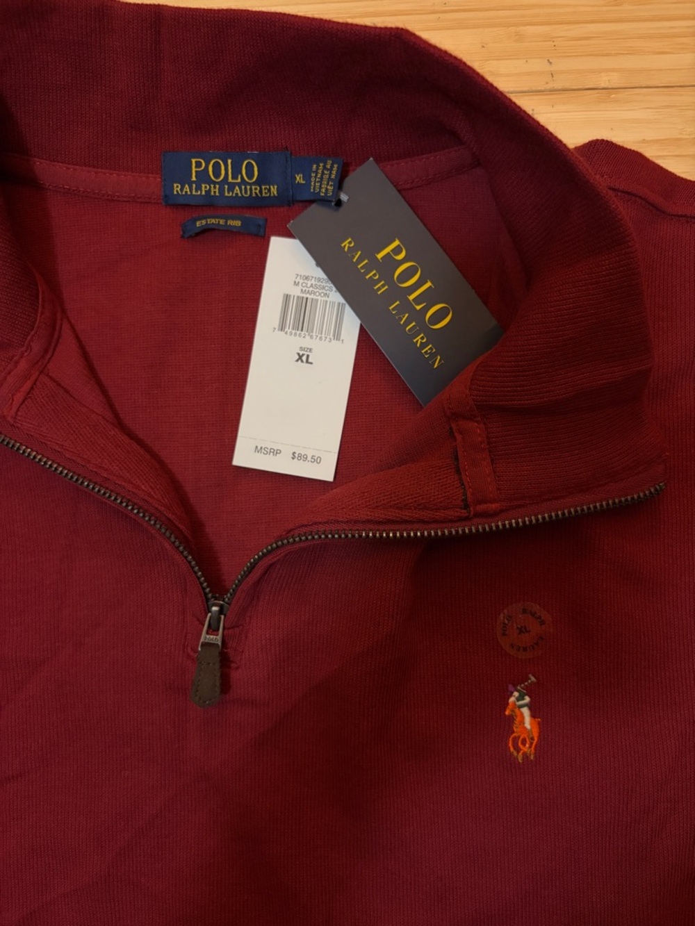 Polo Ralph Lauren Estate Rib 1/4 Zip Pullover Sweater Mens Size XL Red NWT